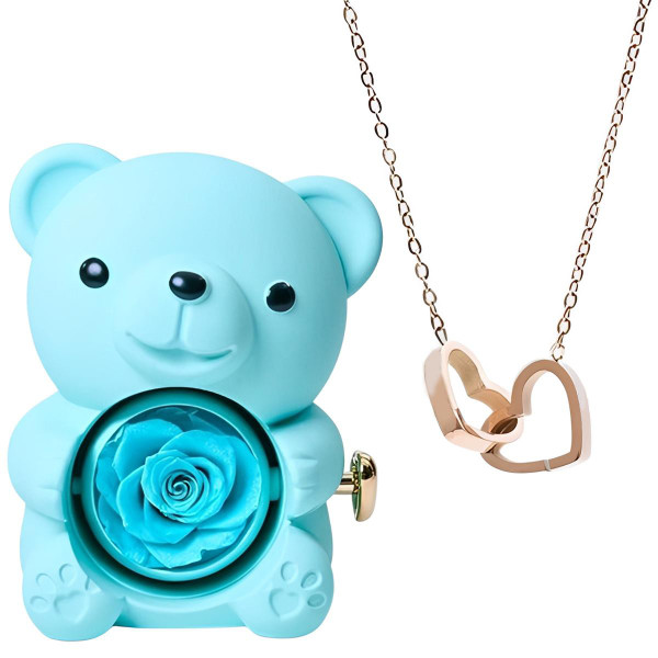 Ours Rose Éternelle Avec Collier Coeur zaxx