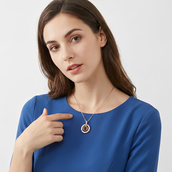 Coffret Rose Éternelle Avec Collier Je t'Aime en 100 Langues zaxx