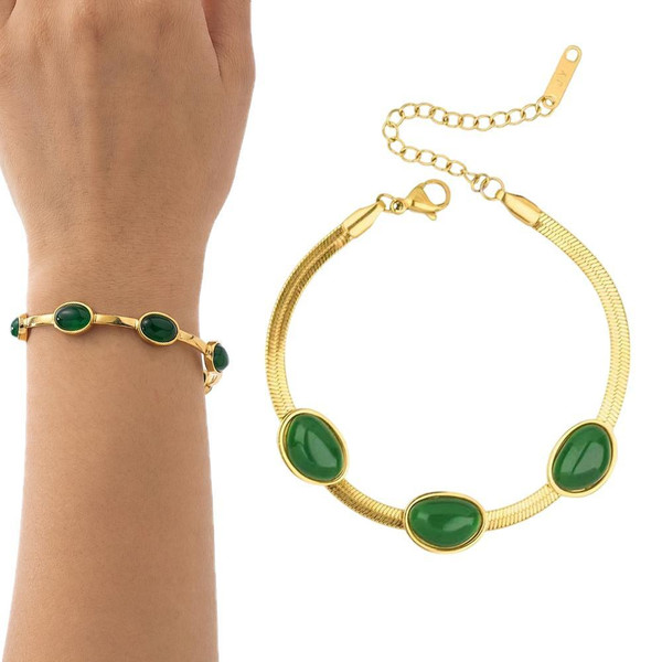 Collier, Boucles d'Oreilles et Bracelet En Émeraude zaxx