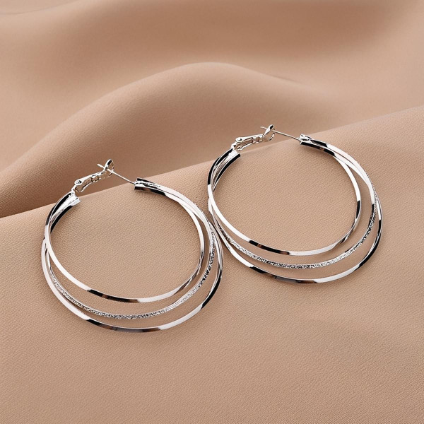 Boucles D’Oreilles Créoles Femme Multirangs Élégantes Et Brillantes zaxx