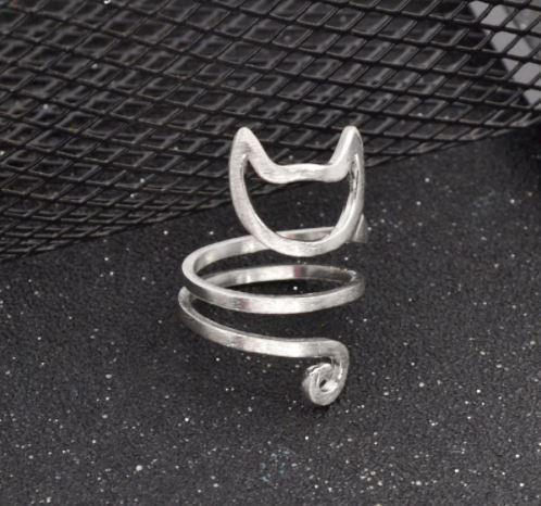 Bague Argent Massif 925 Chat - Taille 53 - Occasion