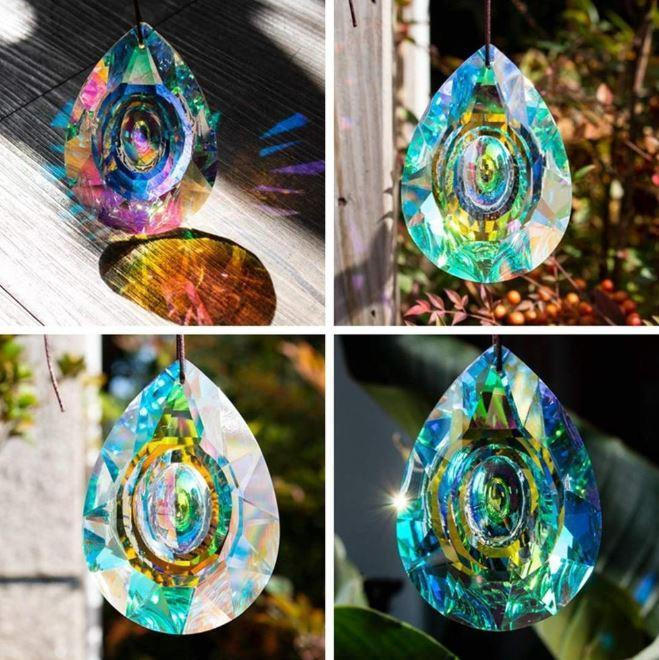 Pendentifs de collier en cristal arc-en-ciel, 2 pièces, prisme à