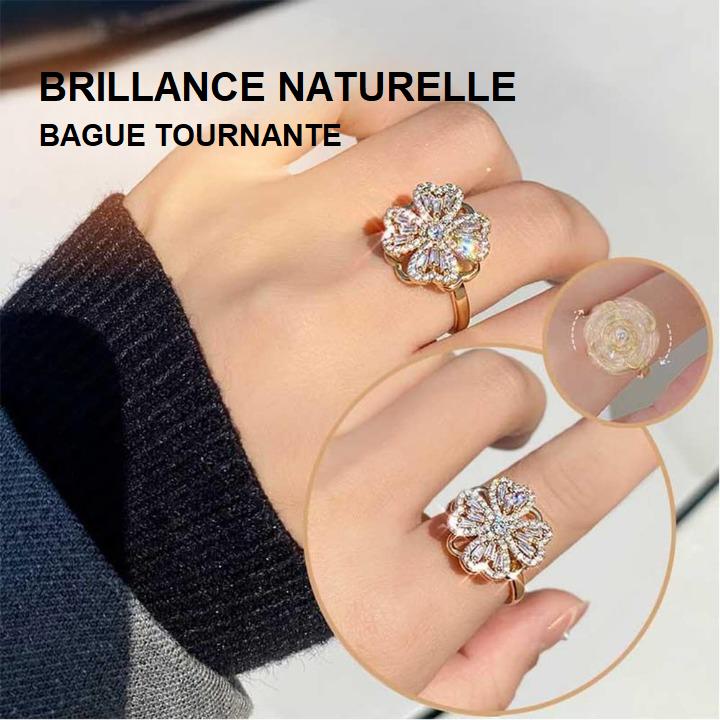 Bague Tournesol Rotative Dorée Anti-stress - Plaqué Or 18 Carats, Ajustable, Parfaite Pour L'anxiété Et Le Quotidien