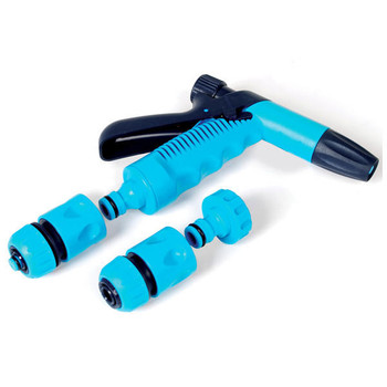 Cellfast 3/4 Inch Garden Hand Water Gun Plastic Spray 4 Piece Hose Connector Nozzle Set 