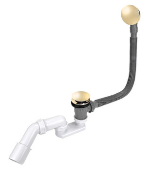 Bath Waste With Overflow In Gold With Long Flexible Siphon