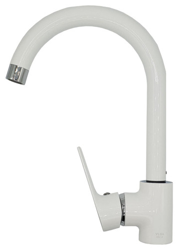 Invena White/Chrome Kitchen Sink Elegant Standing Mixer Tap Single Lever Tap 