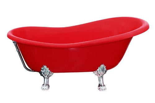 Pyramida Luxury Freestanding Bath Tub Red 1600mm X 770mm Bathtub With Brass Feet 