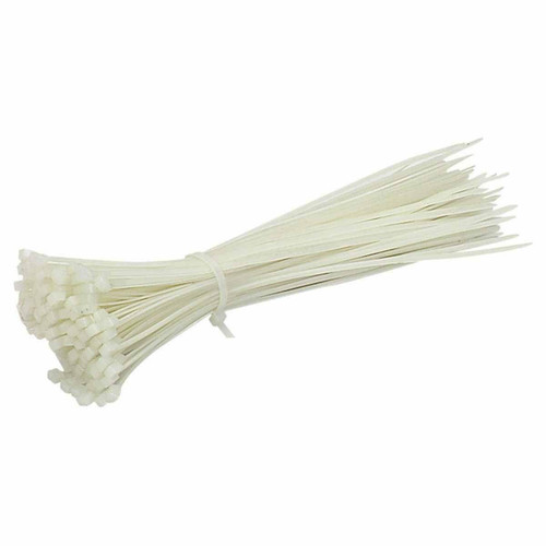 Bradas 100pcs White Plastic Cable Ties Nylon 2.5mm Zip Tie Wraps 80-200mm long 