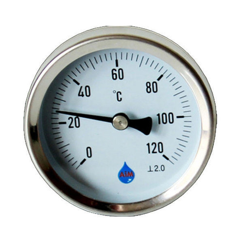 AIM 1/2 Inch Industrial Temperature Gauge 120C Metal Rear/Back Entry Thermometer 