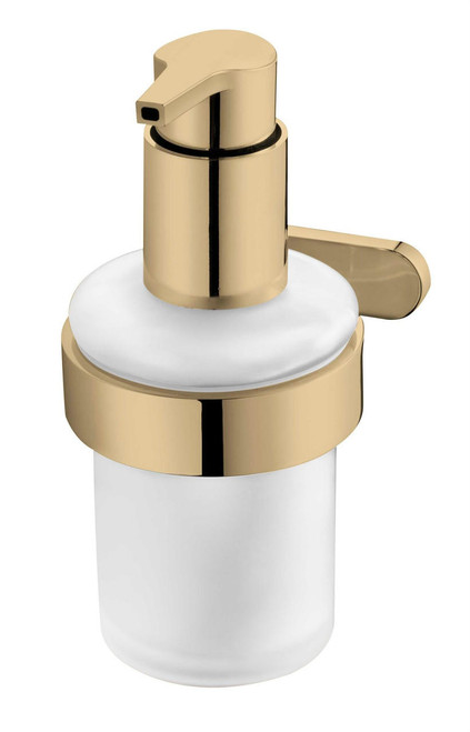 Bisk Liquid Soap Tempered Glass Dispenser Bathroom Gold Colour Finished Zamak 