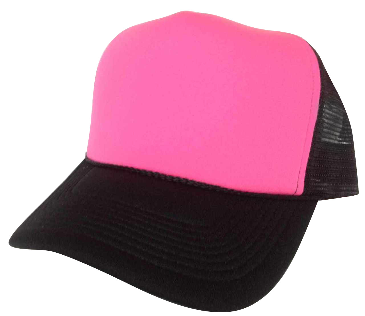 Neon Pink front black back plain blank Trucker Hat Mesh Hat Snapback Hat