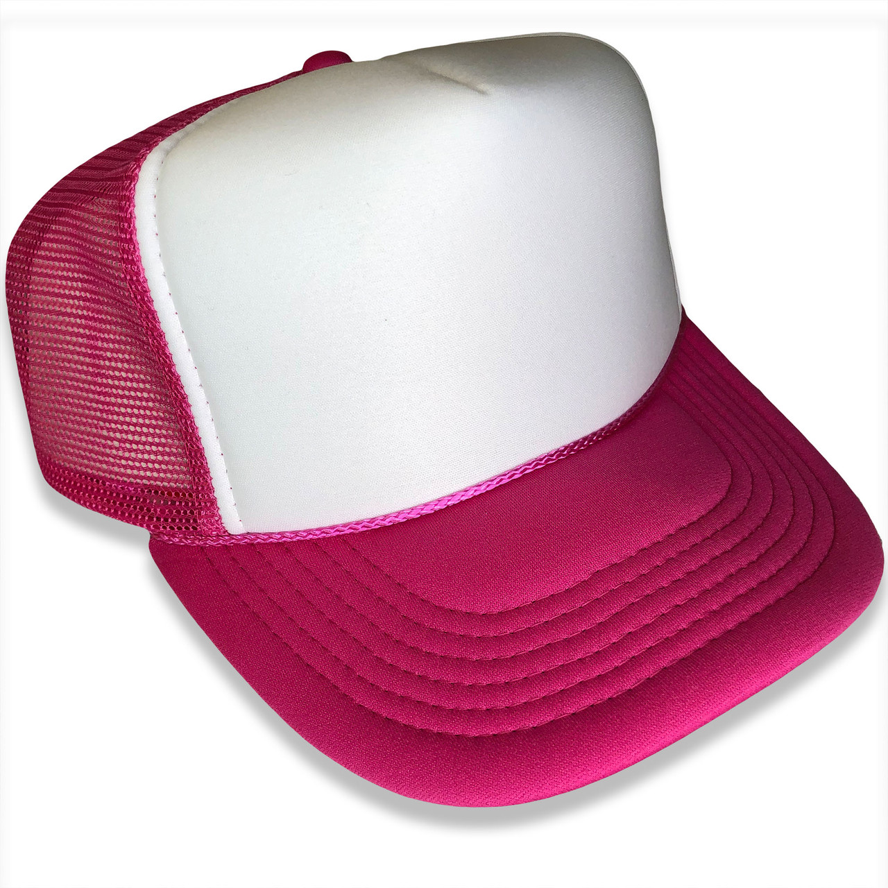 Hot Pink Trucker Hat Whitefront Plain