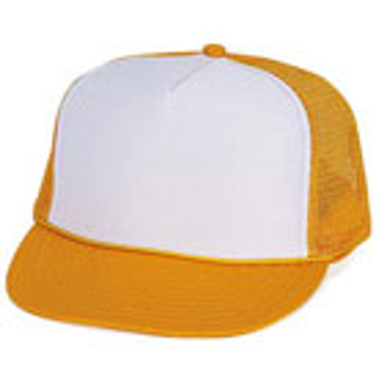 Blank Trucker Hat, WHITE FRONT YELLOW BACK, Trucker Hat