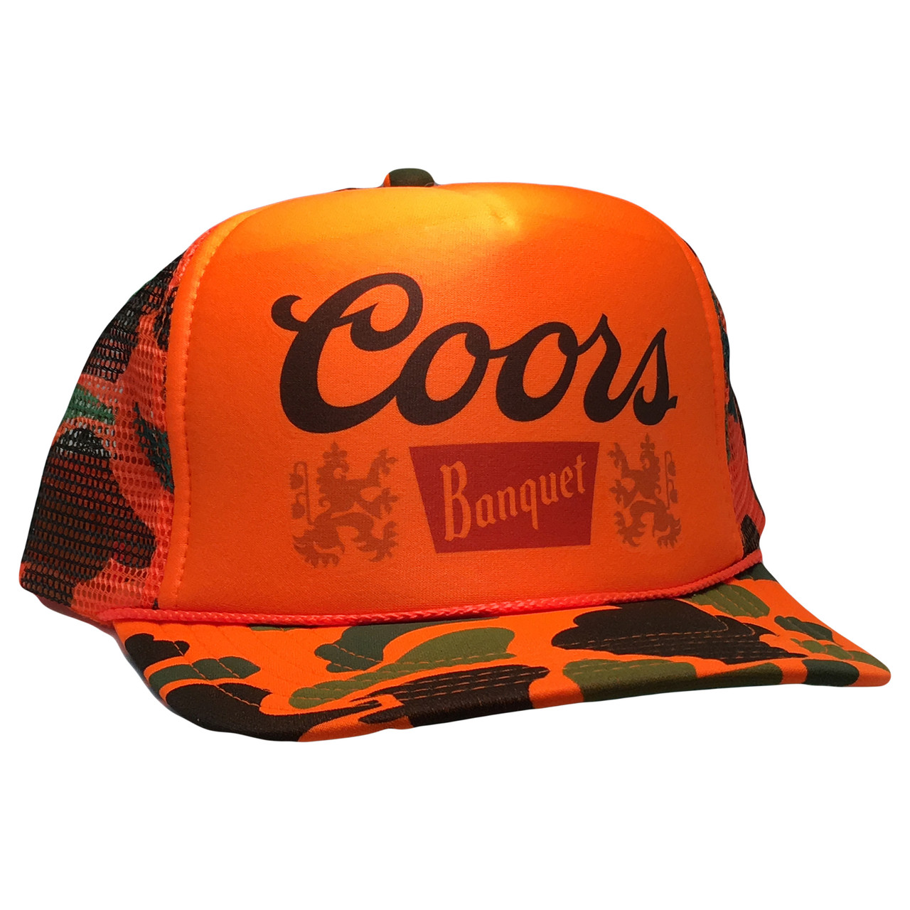 Coors Beer Hat Trucker Cap snap back Orange Camouflage Hunting Cap Mesh Back