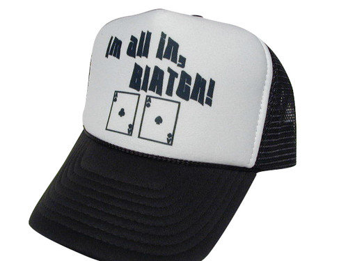 As shown in photo then color of the hat . ex. Black/white front