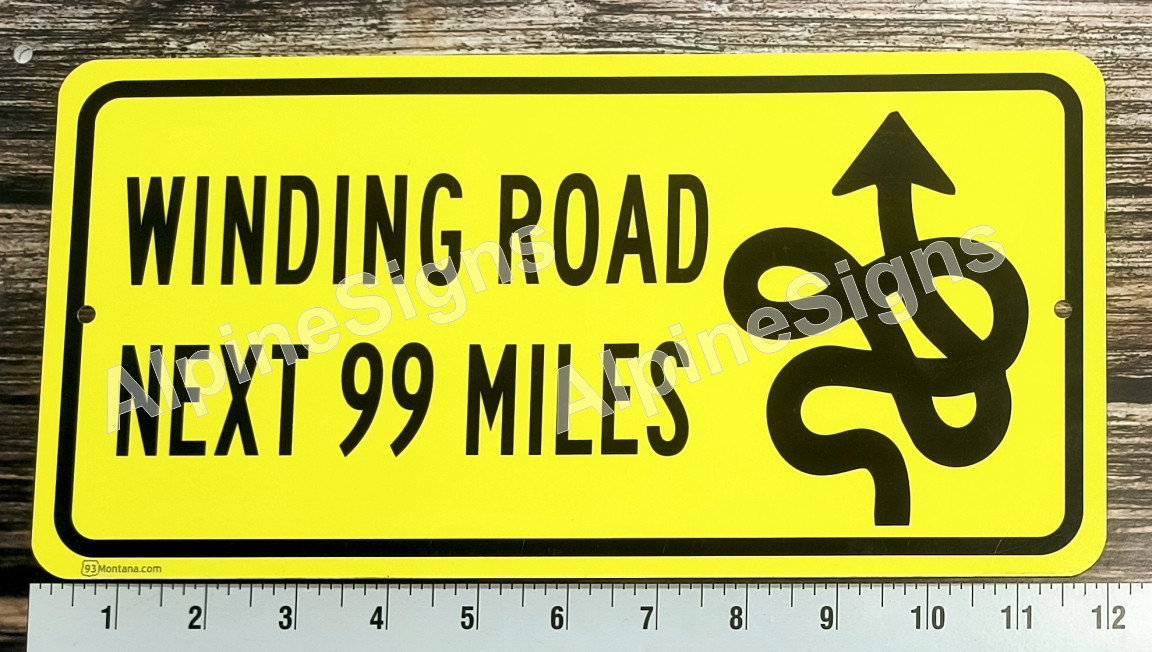 Winding Road Sign - Montana and Idaho Route 12 - 395 Store