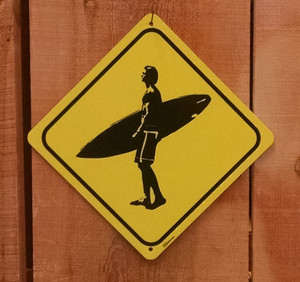 Surfer crossing - aluminum outdoor sign Surfer crossing - aluminum outdoor sign