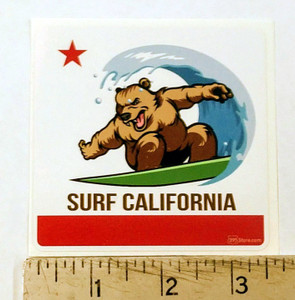 California Flag Bear Surfing Sticker