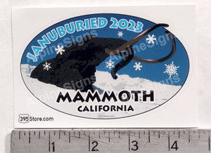 Sticker showing Mammoth Mountain California statue at Main Lodge, half buried with snow. Sticker showing Mammoth Mountain California statue at Main Lodge, half buried with snow.