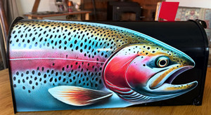 Realistic Huge Rainbow trout on mailbox