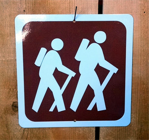 Backpacking recreation sign as seen on the highways