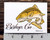 Jumping brown trout sticker that says "Bishop, CA"