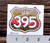 US 395 sticker with close-up image of rainbow trout skin