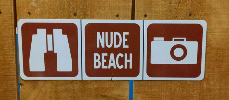 Nude Beach recreation sign - humorous sign