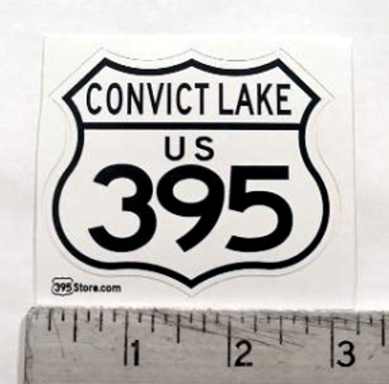 395 sticker that says "Convict Lake" across top.