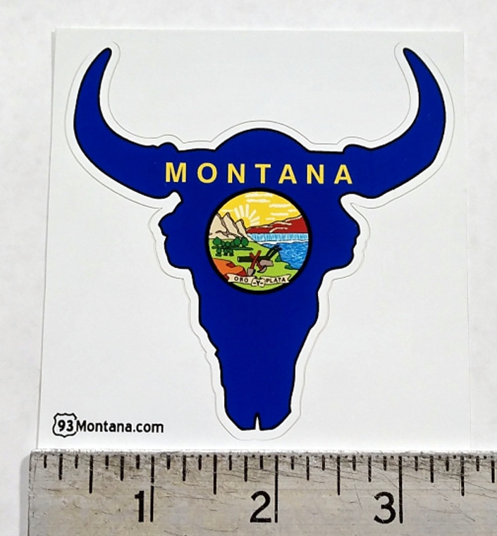 Montana State Flag -  Bison shaped sticker