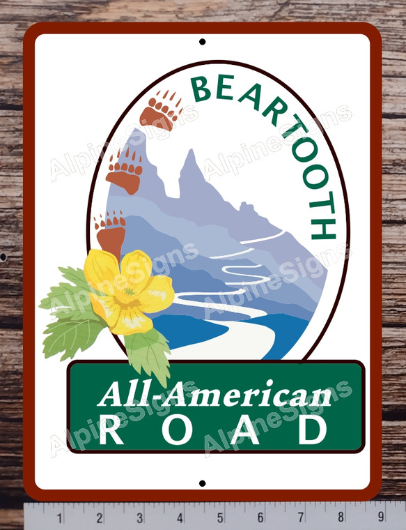 Replica of the Beartooth All-American Road Sign