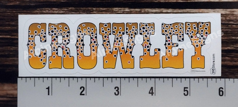 Sticker - The word "Crowley" that looks like a brown trout