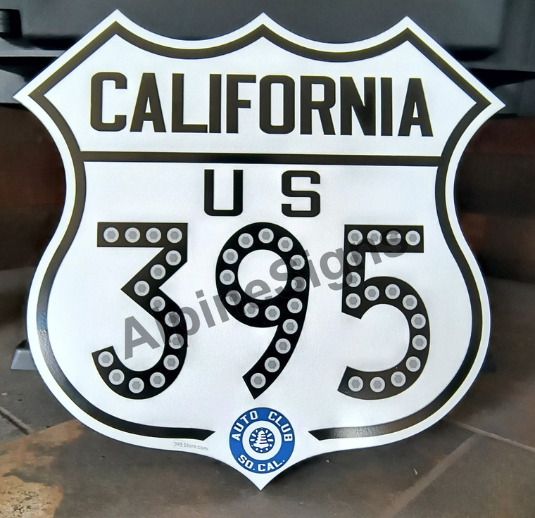Replica of old vintage California 395 sign