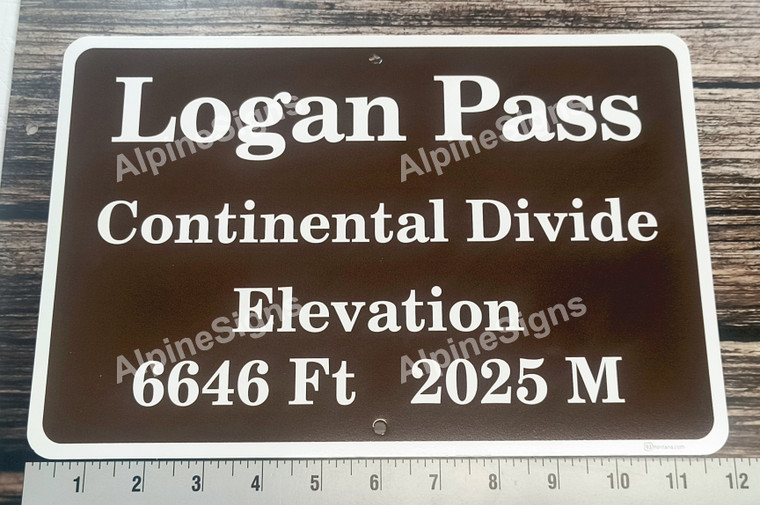 Logan Pass replica sign as seen in Glacier National Park at the Continental Divide