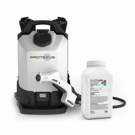 Save money with our convenient Protexus Backpack Electrostatic Sprayer and PURTABS 13.1G Disinfecting Tablets bundle