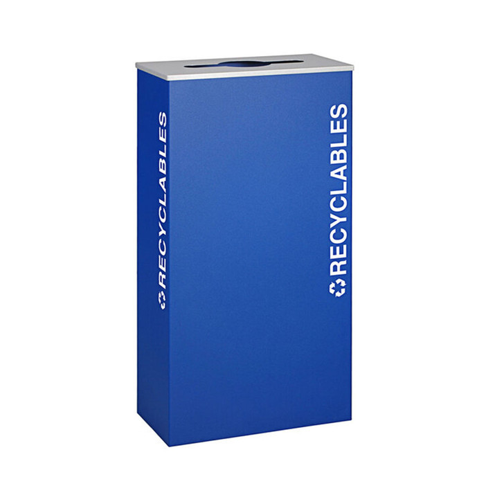 Product Highlights:
Slim, rectangle design
17-gallon capacity
Fingerprint-proof textured steel construction
Eco-friendly and recyclable
Sturdy feet protect floor surfaces
ADA Compliant
Made in the USA