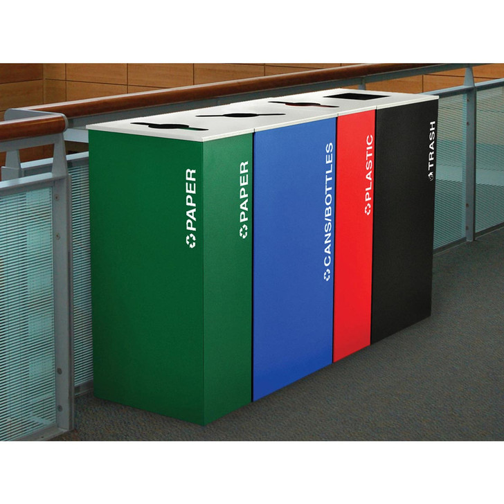 Product Highlights:
Slim, rectangle design
17-gallon capacity
Fingerprint-proof textured steel construction
Eco-friendly and recyclable
Sturdy feet protect floor surfaces
ADA Compliant
Made in the USA