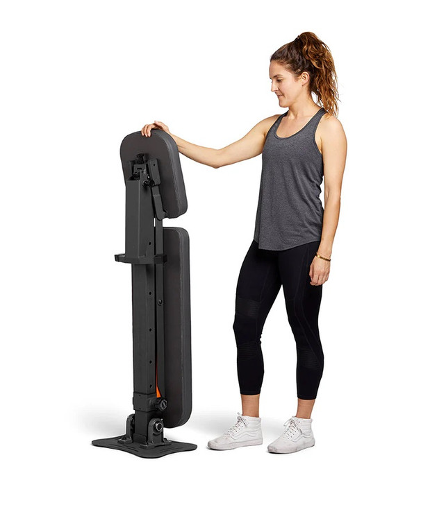 FLiPBENCH is the perfect companion for your dumbbell set, weight rack, or connected home fitness system. It’s small stored footprint means you don’t have to stumble around your bench when you’re not using it. It’s sturdy design gives you the perfect platform to hit all your decline, flat, and incline bench exercises.

Best of all, it’s designed to look good in your living space!

Backrest Positions: -14, 0, 15, 30, 45, 60, 75, 85°
Seat Positions: 0, 14°
Bench Weight: 50 lbs
Max Load: 650 lbs