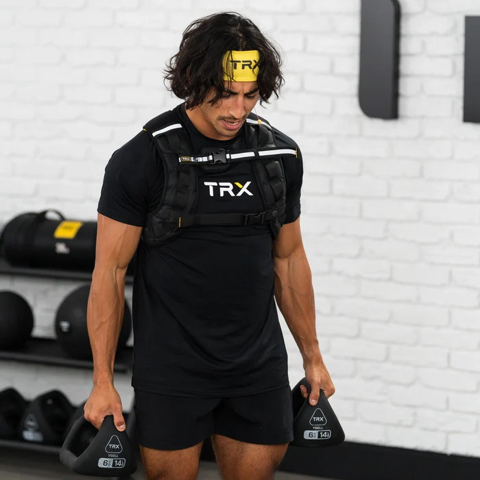 Product Specifications
Net weight: 10 lbs (4.5 kg).
Front panels: patented TRX HexGrip™ material.
Vest body: neoprene
Size of vest: Length 15" (381 mm) x Width 154.5" (368 mm)
Size of mesh pouch: 8.5" (21.6 cm) opening, 5.5" (13.9 cm) minimum depth, 9" (22.9 cm) maximum depth
Weights are not removable.
Care: wipe with a damp, soft cloth. Use an antimicrobial cleaner as necessary. Do not hand or machine wash.