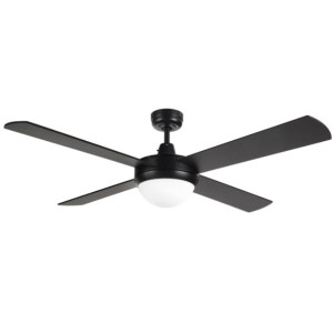 A reliable, contemporary styled ceiling fan with four quiet plywood, timber blades combined with a powerful 50W motor. Diecast aluminium body and canopy construction, with 4 painted plywood blades 3 speed wall control with switch included.