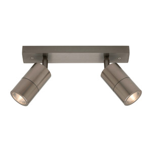 Part of the Stockholm Range, this 2 Light Exterior Wall Spot Rail is Perfect for Entranceways and Undercover Outdoor Walls. Features Adjustable Head and Clear Circular Lens. 