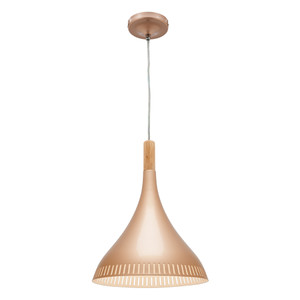 Pino Features a Stunning Champagne Gold Metal Shade with Baltic Wood Finial Top. Add a Sophisticated Designer Touch with this Single Pendant with 1.6 Metre Cable Drop. LED Compatible and Height Adjustable by Electrician.