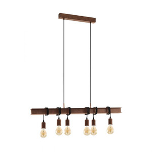 This modern pendant luminaire is an eye-catcher over your dining table! The antique-brown bar is shaped like a steel beam and carries six E27 fittings, which can be looped according to your preference. Pair with LED filament globes.