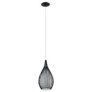 The RAZONI pendant range features an outer wire cage with inner opal satinised glass.