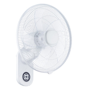 Rider 16" 3 Speed Oscillating Wall Mounted Fan with Remote Control White with Clear Blades