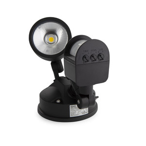 12W IP44 LED Single Spotlight with Sensor Black
