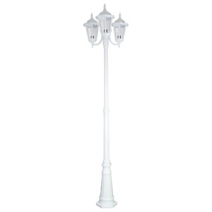 GT-1078 Chester Triple Head Curved Arm Tall Post Light - Powder Coated Finish / B22