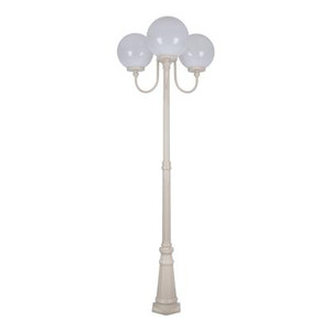 GT-625 Lisbon Triple 30cm Spheres Curved Arms Tall Post Light - Powder Coated Finish / E27
