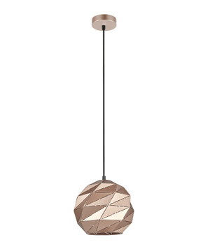 PENDANT ES 72W Rose Gold Sml Dome Carved Iron With Gold Interior