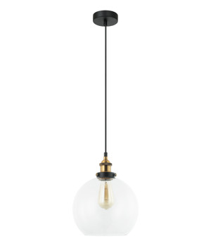 PENDANT ES 72W Clear Wine Glass With Antique Brass Highlight